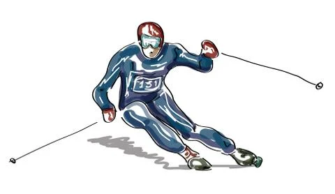 Ski concept with sketched skier - vector Stock Illustration