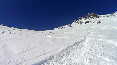 Ski crash in deep snow Stock Footage 35883103