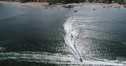 Ski Do Jet Ski having fun watercraft by drone Nusa Dua Stock Footage 81687357