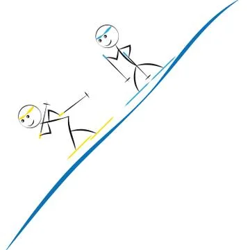 Ski dolls on white background Stock Illustration