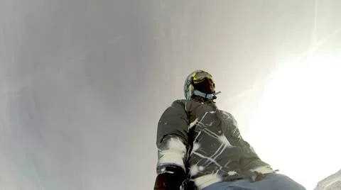 Ski Downhill Bottom Cam Stock Footage 22015571