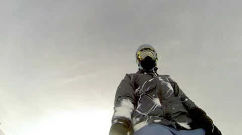 Ski Downhill Bottom Cam Stock Footage