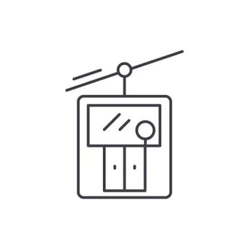 Ski elevator line icon concept. Ski elevator vector linear illustration, symbol 스톡 일러스트