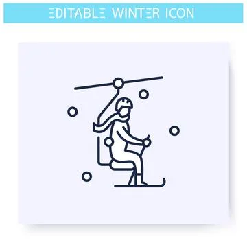 Ski elevator line icon. Editable illustration 스톡 일러스트