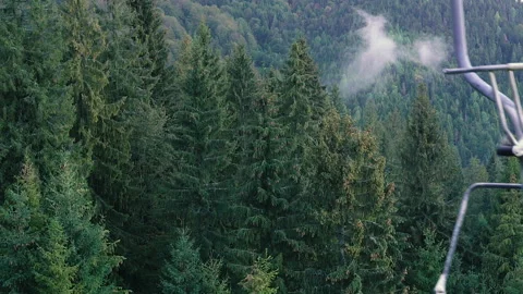 Ski elevator. The ski lift goes uphill. Stock Footage 150713265