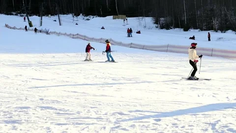 Ski elevator on snow mountain. Winter activity Stock Footage 249732785