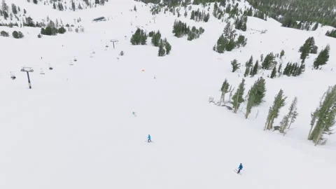 Ski elevator on snow mountain, Winter activity on cloudy overcast Scenic day 4K 스톡 동영상 251936896