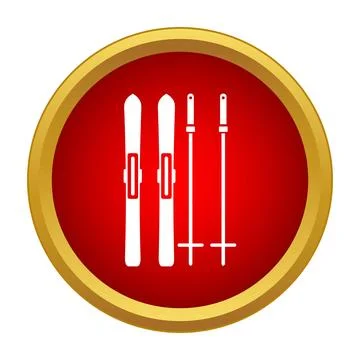 Ski equipment icon representing winter sports activity Illustration
