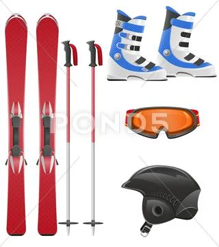 Ski equipment icon set illustration Stock Illustration
