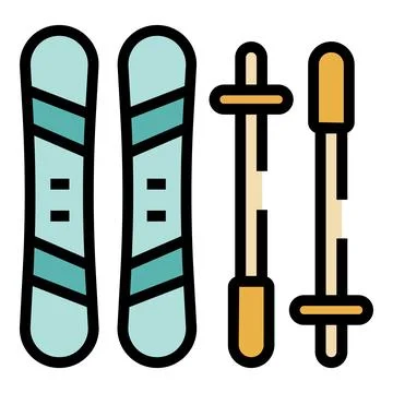 Ski equipment icon vector flat Stock Illustration