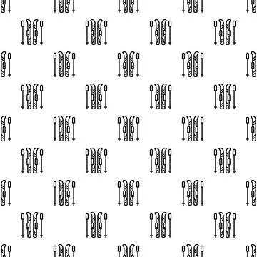 Ski equipment outline seamless pattern for winter design イラスト素材