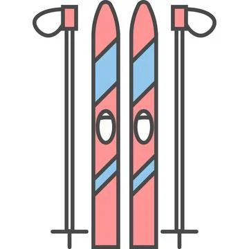 Ski equipment vector icon isolated Illustrazione stock
