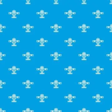 Ski equipped airplane pattern seamless blue 스톡 일러스트
