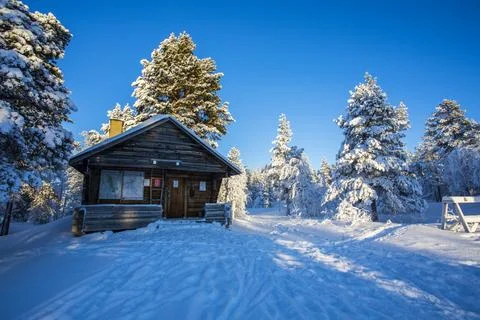 Ski expedition in Pallas Yllastunturi National Park , Lapland, Finland Stock Photos