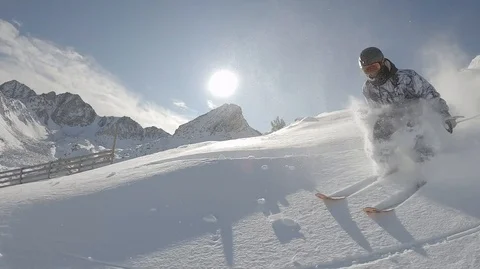 Ski freeride on powder Stock Footage 126140075