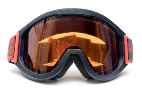Ski Goggles Front View Isolated on a White Background Stockfoto's