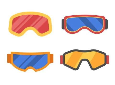 Ski Goggles Icon Set Stock Illustration
