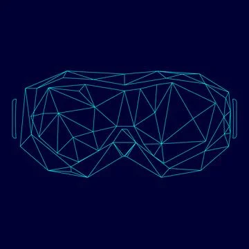 Ski goggles low poly triangulation triangulated polygonal electric cyan blu.. Stock Illustration