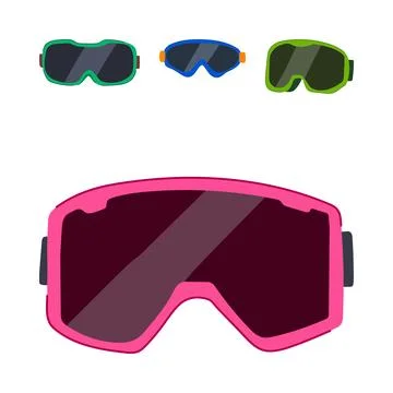 Ski goggles set for winter mountain sports activity Illustrazione stock
