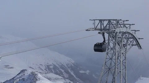 Ski gondolas in mountains Stock Footage 73746940