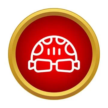 Ski helmet with goggles protective gear icon Stock Illustration