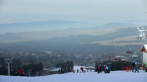 Ski hill. aerial view.  库存影片 85705167