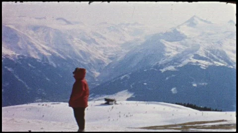 Ski holidays in Austria (vintage 8 mm amateur film) Stock Footage