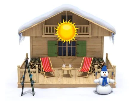 Ski hut Stock Illustration
