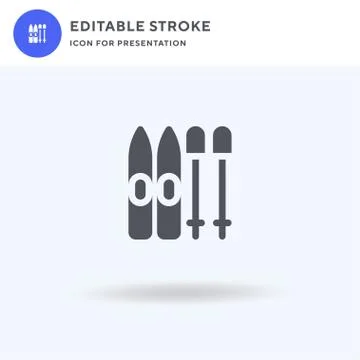 Ski icon vector, filled flat sign, solid pictogram isolated on white, logo イラスト素材