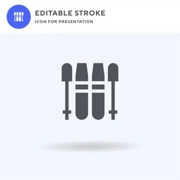 Ski icon vector, filled flat sign, solid pictogram isolated on white, logo Stock Illustration