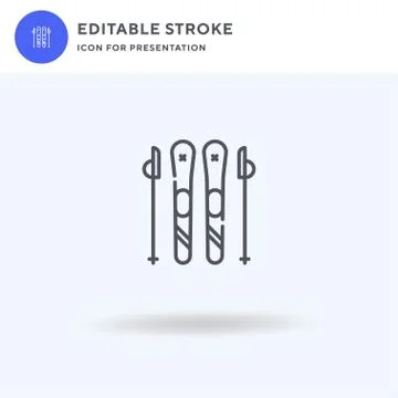 Ski icon vector, filled flat sign, solid pictogram isolated on white, logo Illustrazione stock