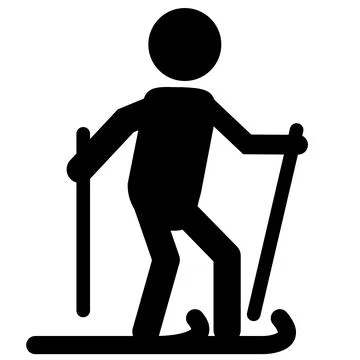 Ski icon on white background. Ski and snowboarding sign. Skiing symbol. Stock Illustration