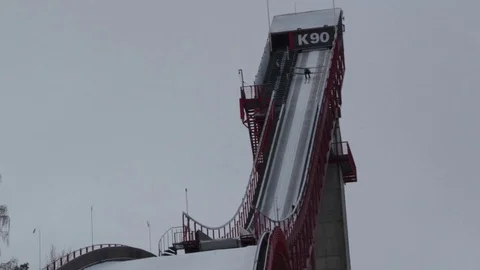 Ski jump with landing Stock Footage 70813243