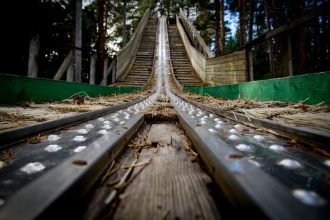 Ski jump platform in summer Фото