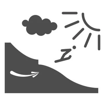 Ski jump from the springboard solid icon, Winter sport concept, Ski jumping Stock Illustration