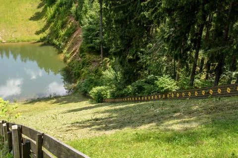 Ski jump in summer Stock Photos