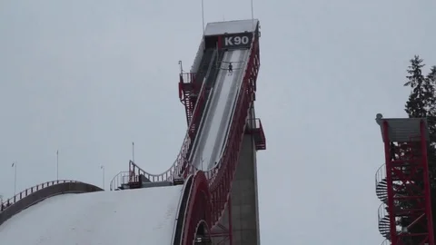 Ski jump without landing Stock Footage 70812954