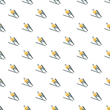 Ski jumper repetitive pattern on white background Stock Illustration