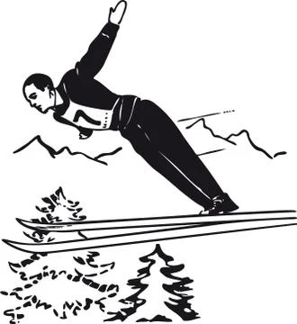 Ski jumper, Retro Vector Illustration Stock Illustration