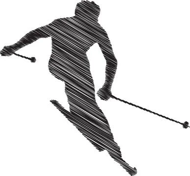 Ski Jumper Silhouette, Scribble Style Illustration Stock Illustration