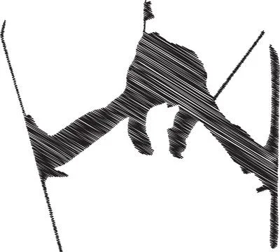 Ski Jumper Silhouette, Scribble Style Illustration Stock Illustration