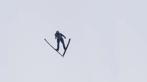 Ski Jumper in the Sky Stock Footage 70861615