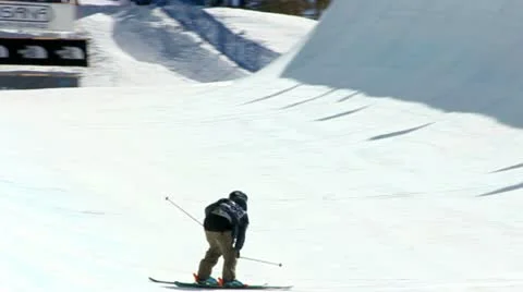 SKI JUMPER WIPPES OUT Stock Footage 10809902