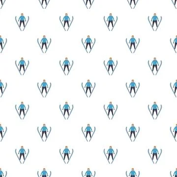 Ski jumpers character pattern for winter sport activities Stock Illustration