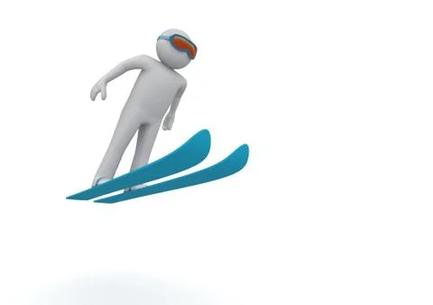 Ski jumping (3d isolated characters on white background, sports series) Stock-Illustration