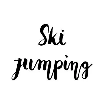 Ski jumping black lettering text Stock Illustration