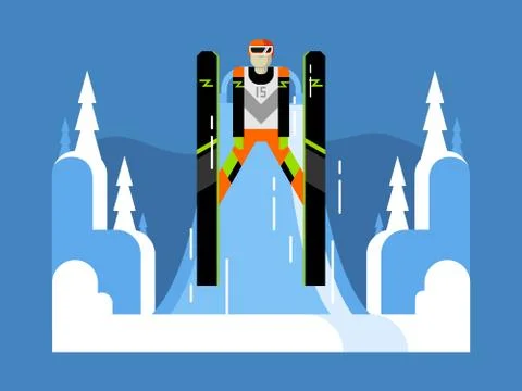 Ski jumping flat Stock Illustration
