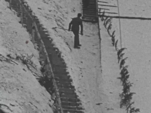 Ski jumping hill in Cortina d'Ampezzo in 1956 Stock Footage 197546129