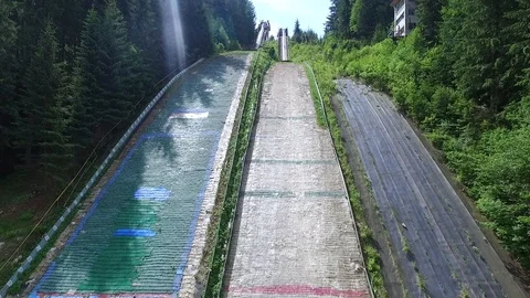 The Ski Jumping Tech for Training without Snow Stock Footage 118388538