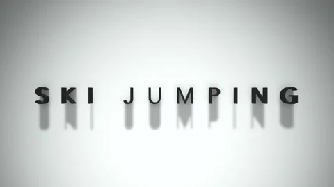 Ski jumping title animation matte black writing overlaid a white base layer Stock Footage 301837142